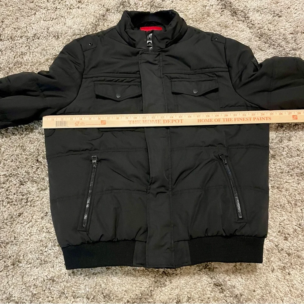 GUESS Men's Duke Quilted Puffer Bomber Jacket Black Large Excellent Condition!